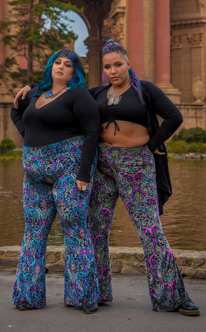 Paisley Burnout Velvet Slim Bells x 2 Colors -