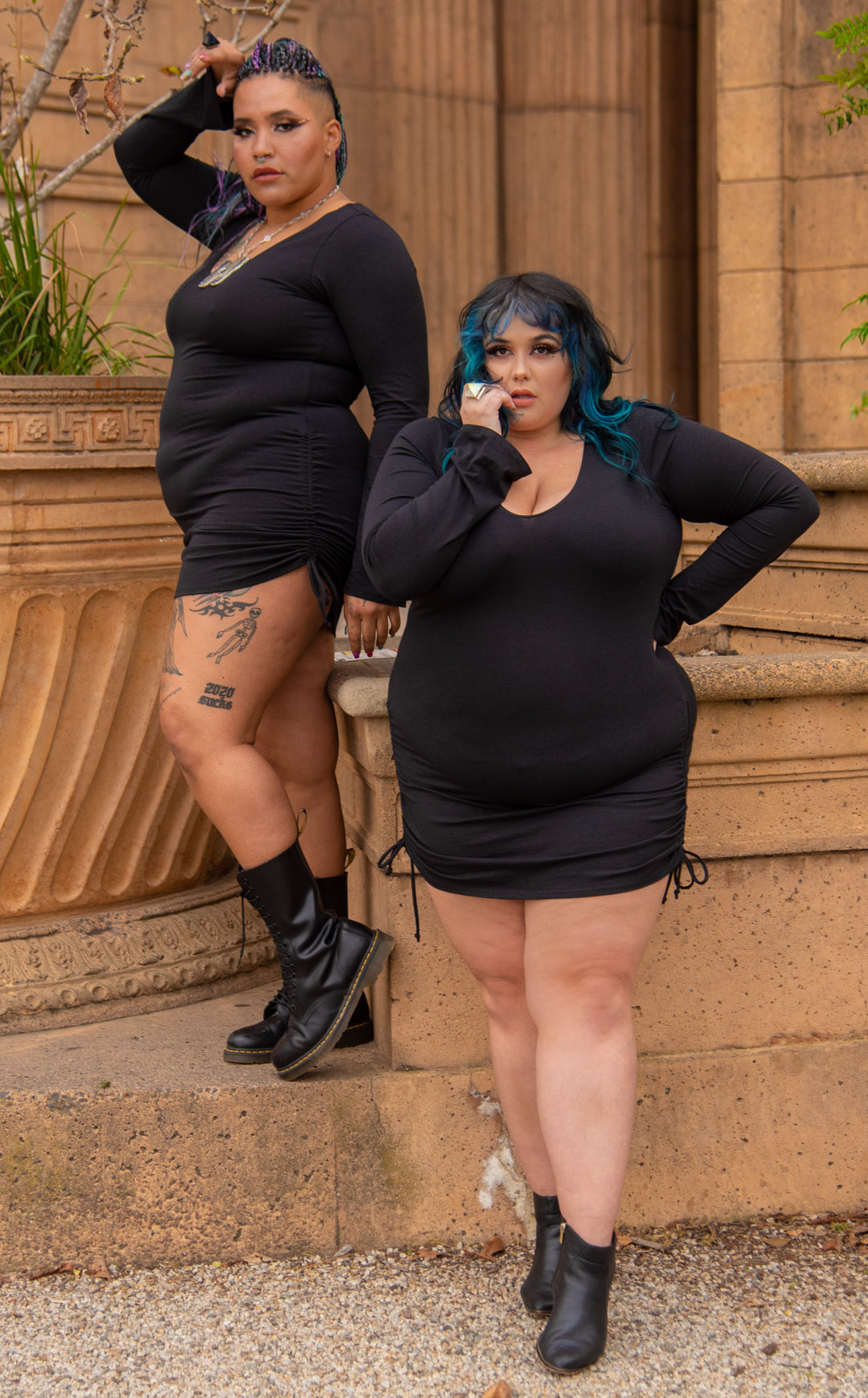 Bamboo Sleeved Echo Cinch Dress - 4 Colors