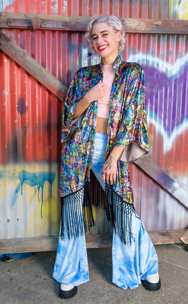 Grateful Dead VELVET Kimono - Dancing Bears