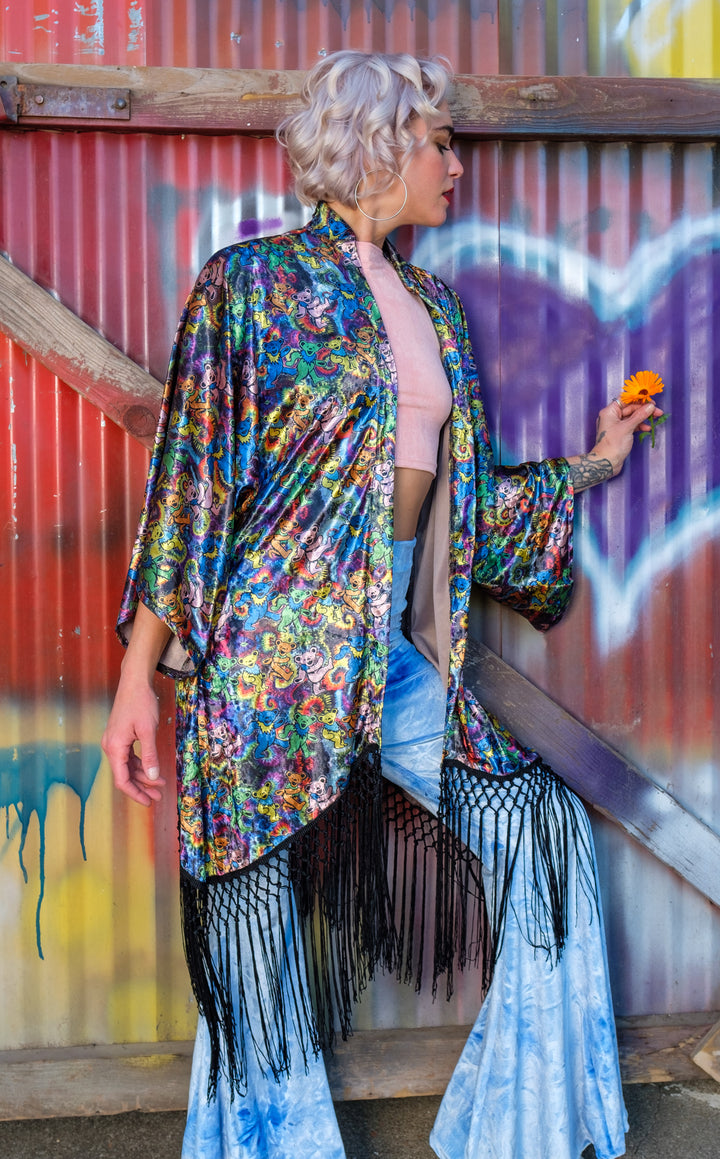 Grateful Dead VELVET Kimono - Dancing Bears