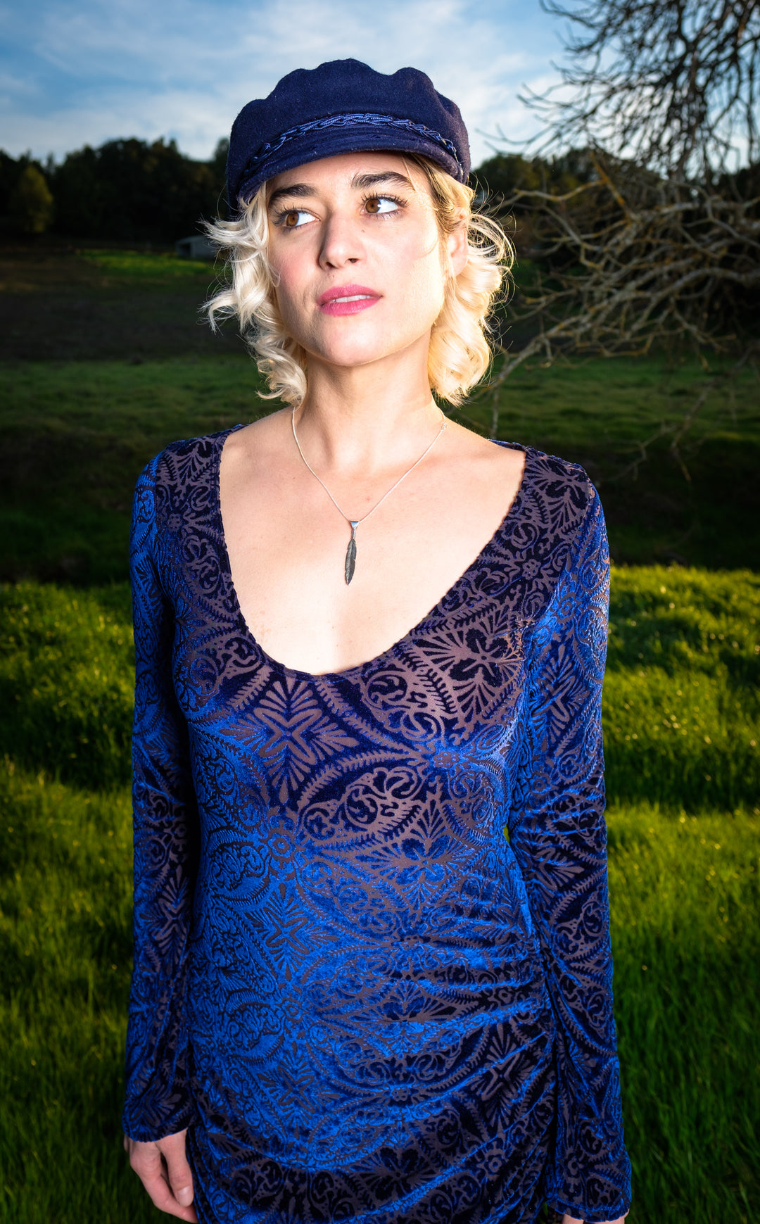 Ocean Burnout Sleeved Echo Cinch Dress