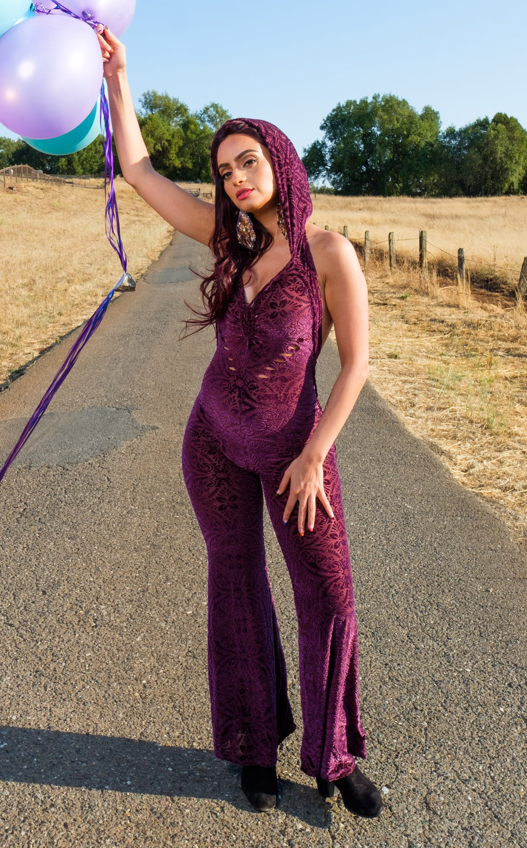 Maroon Burnout Velvet Mystique Onesie - Snip Tease -  Limited Edition