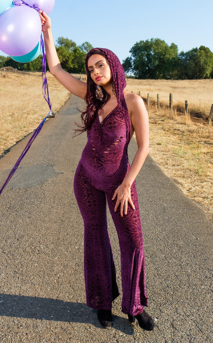 Maroon Burnout Velvet Mystique Onesie - Snip Tease -  Limited Edition