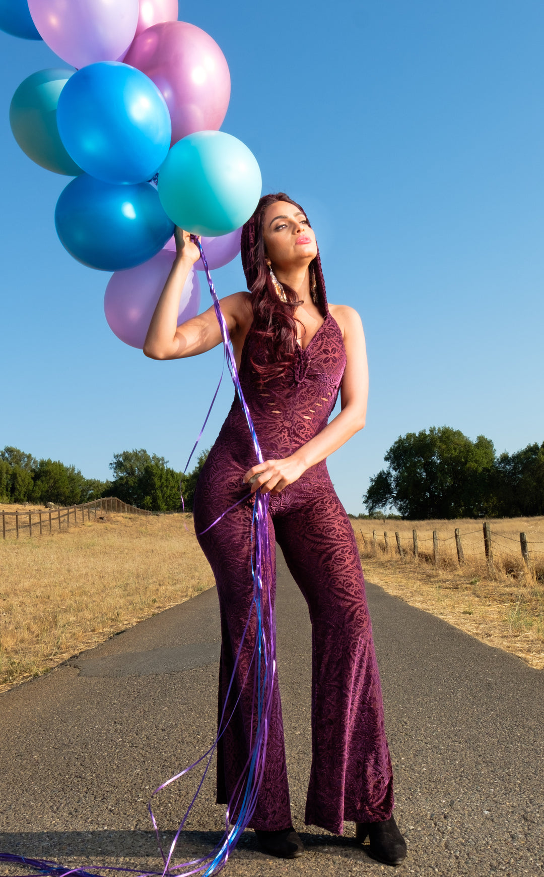 Maroon Burnout Velvet Mystique Onesie - Snip Tease -  Limited Edition