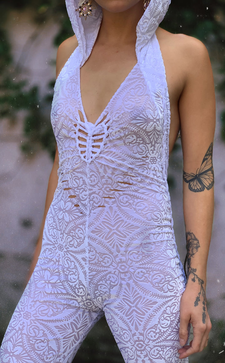 Snip Tease - Snow White Burnout Velvet Mystique Onesie - Limited Edition