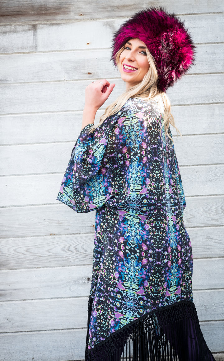 Cyan Liquid Light Kimono