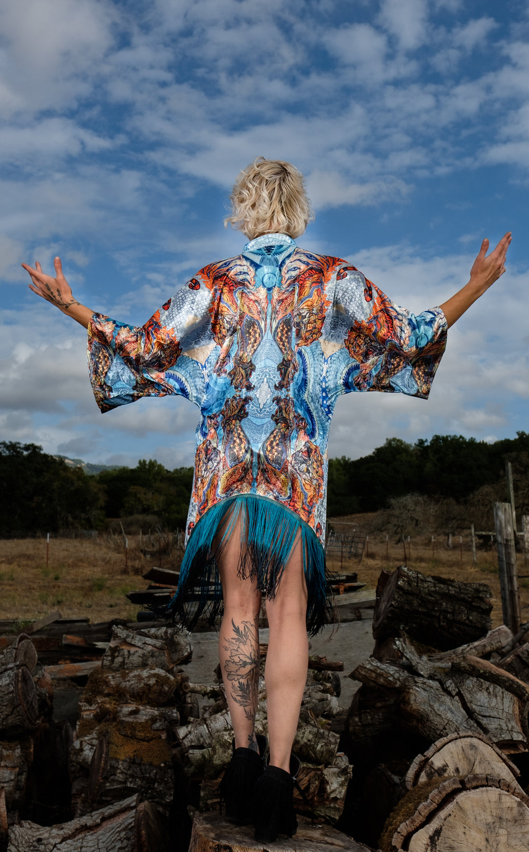 Swallow Tail Velvet Kimono x Android Jones