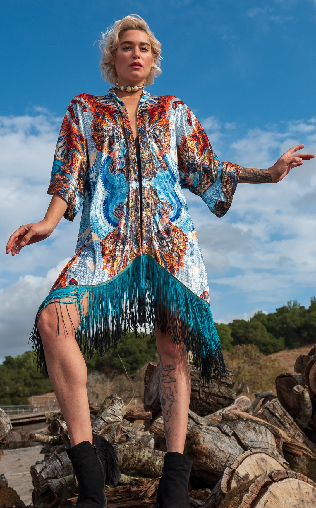 Swallow Tail Velvet Kimono x Android Jones