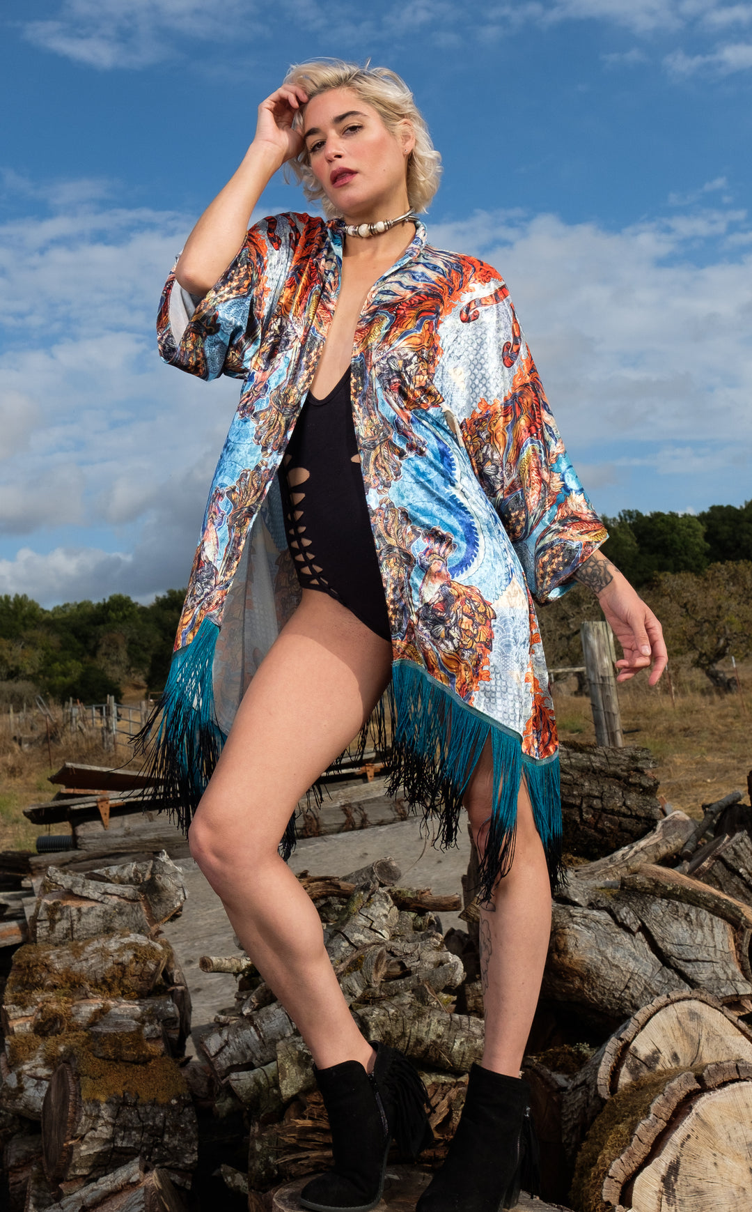 Swallow Tail Velvet Kimono x Android Jones