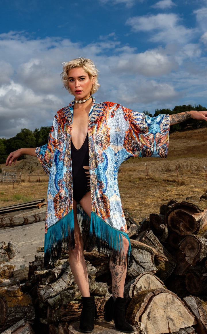 Swallow Tail Velvet Kimono x Android Jones