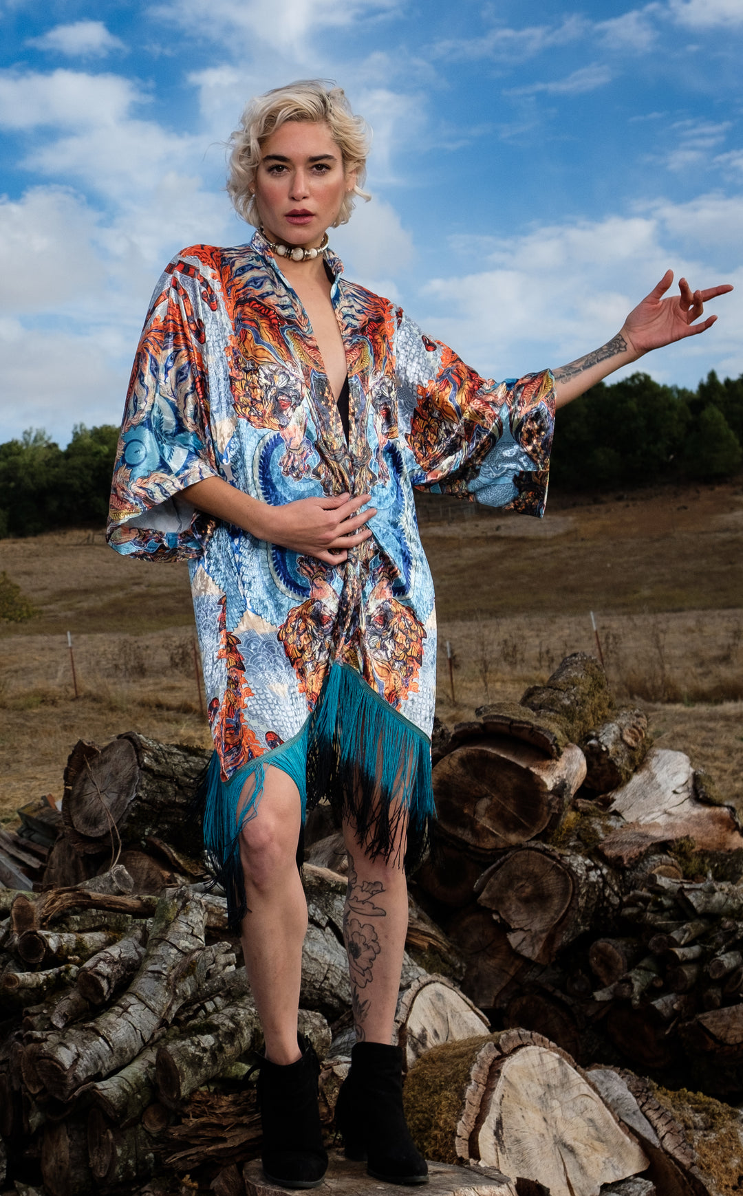 Swallow Tail Velvet Kimono x Android Jones