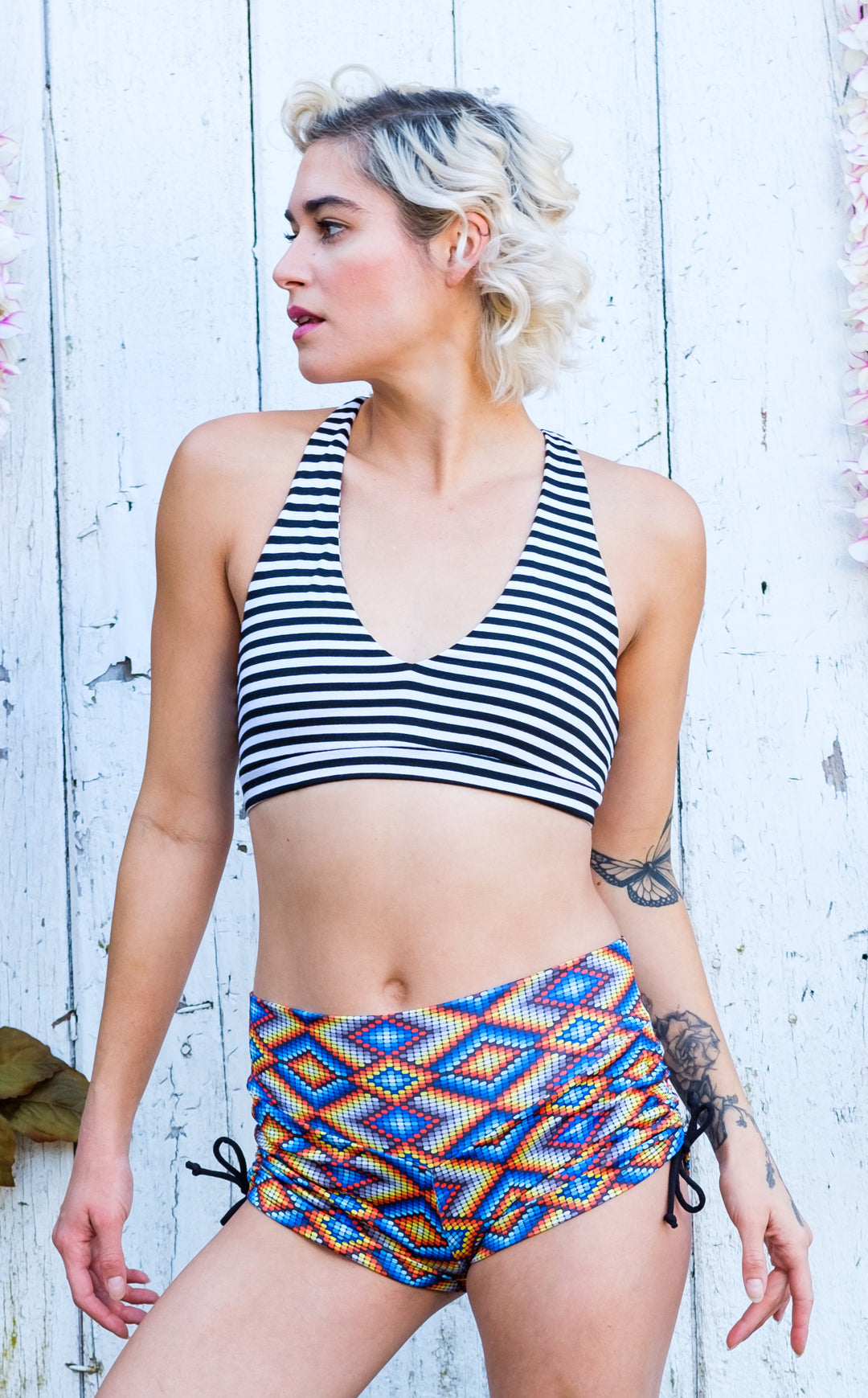 Circus Stripe Wishbone Yoga Bra Top