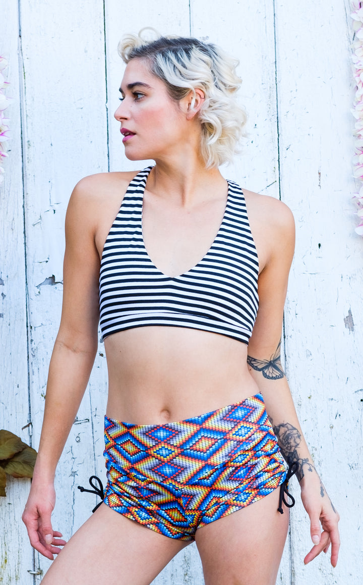 Circus Stripe Wishbone Yoga Bra Top