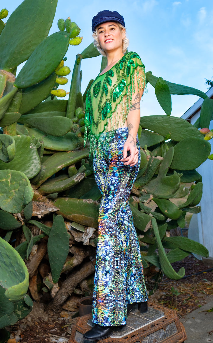 Green Liquid Light VELVET Slim Bells -