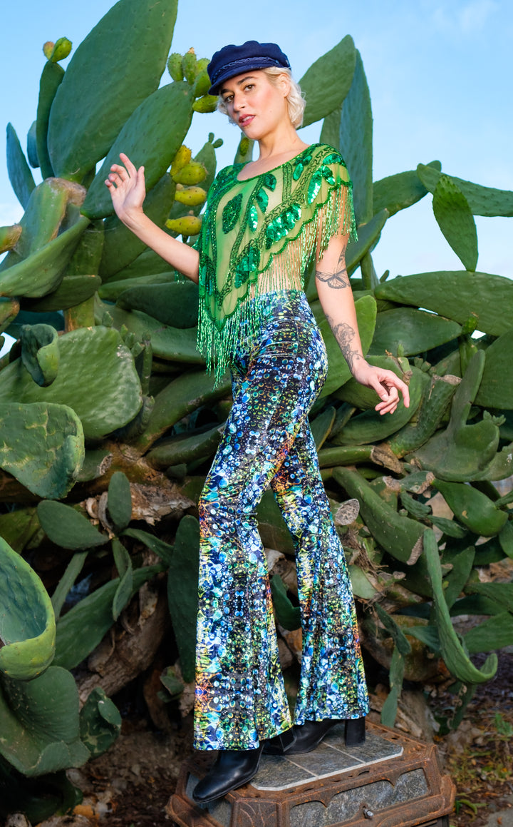 Green Liquid Light VELVET Slim Bells -