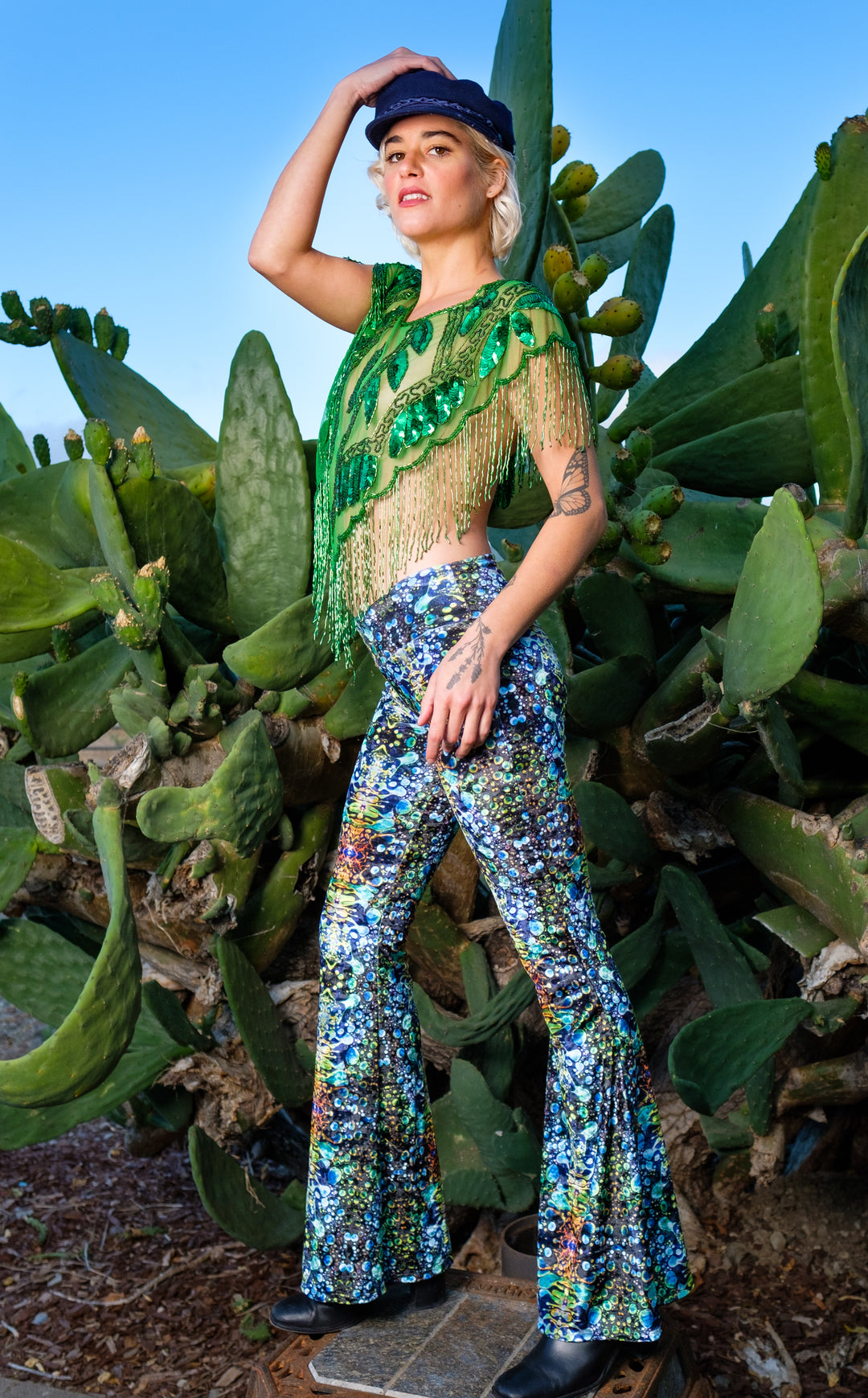 Green Liquid Light VELVET Slim Bells -