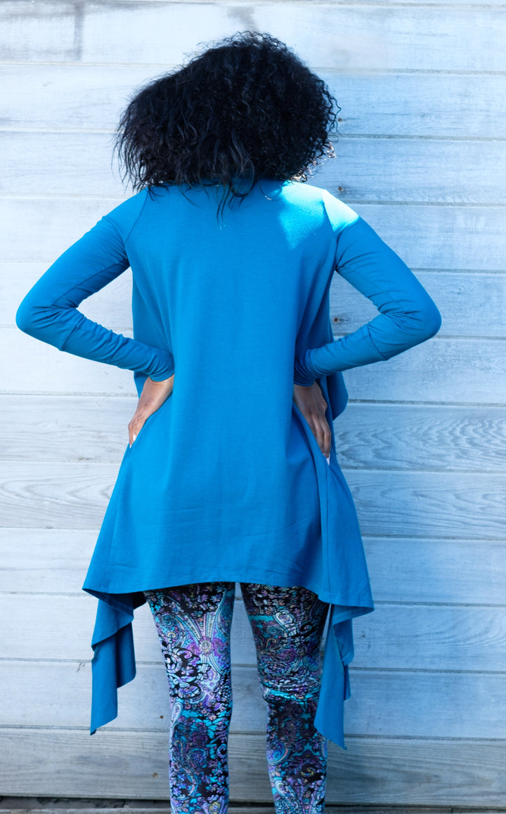 Teal waterfall cardigan online