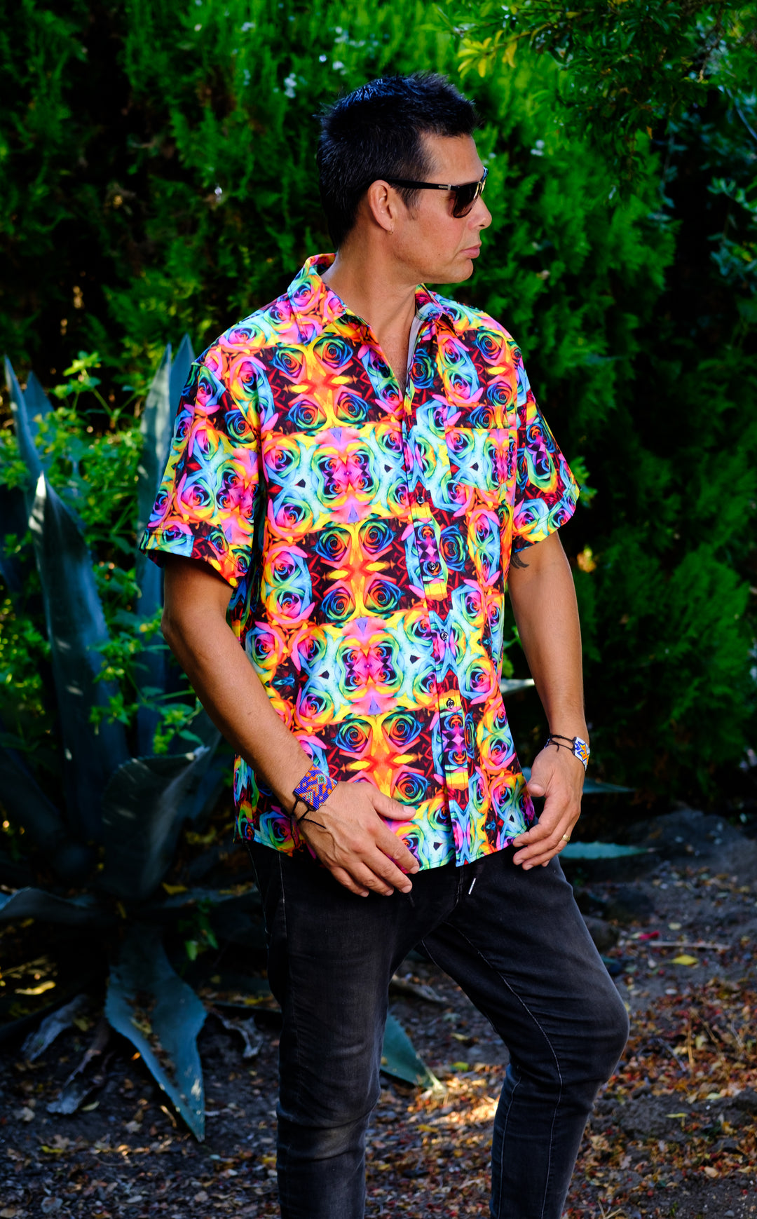 Tie Dye Roses Button Down Shirt - Jammin Warrior Collective