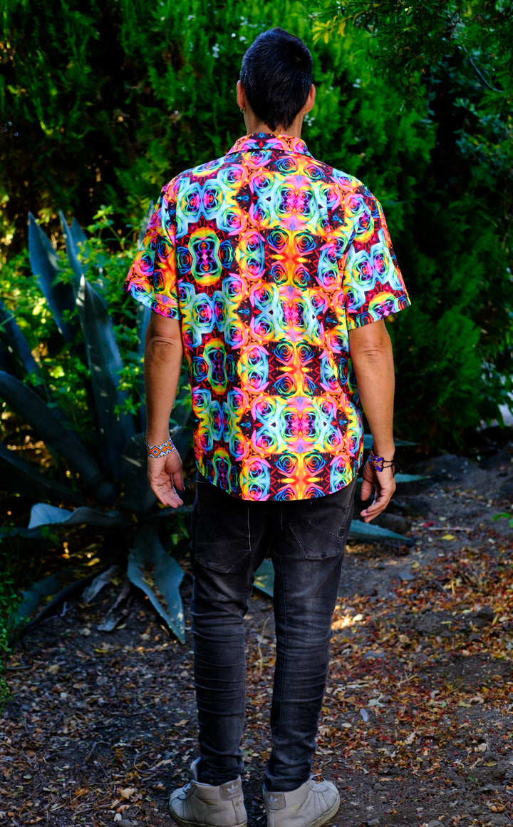 Tie Dye Roses Button Down Shirt - Jammin Warrior Collective