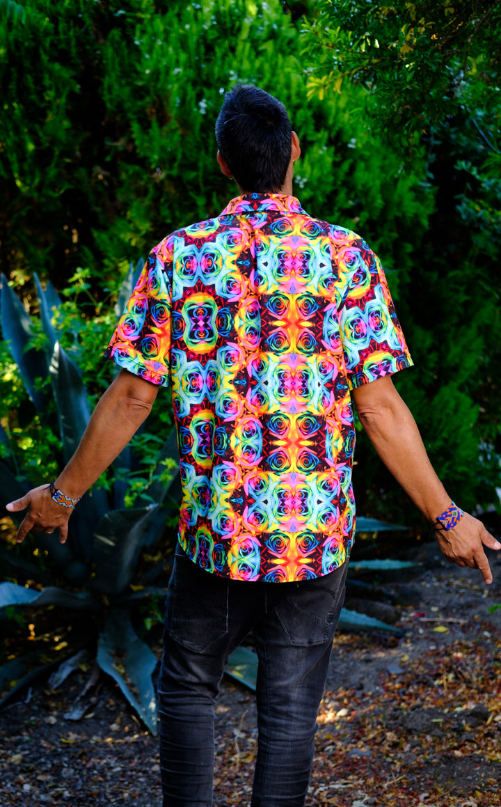 Tie Dye Roses Button Down Shirt - Jammin Warrior Collective