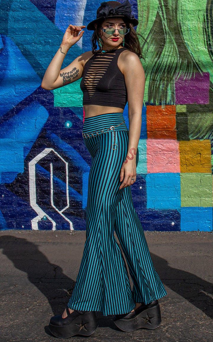 Teal and Black Stripe Big Bells