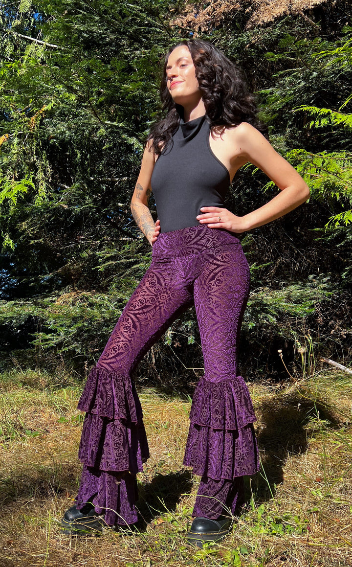Maroon Burnout Velvet Pirate Pants