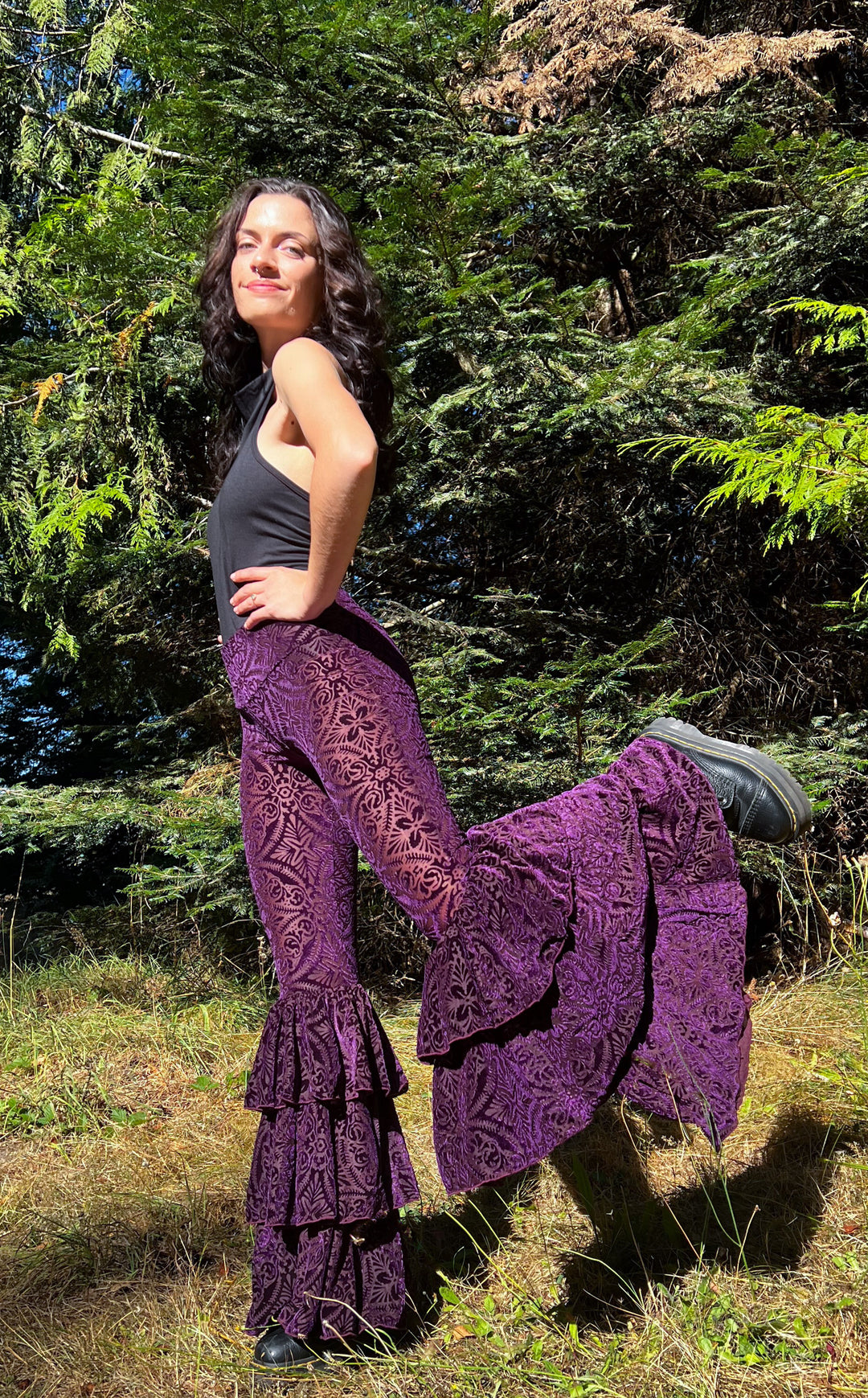 Maroon Burnout Velvet Pirate Pants