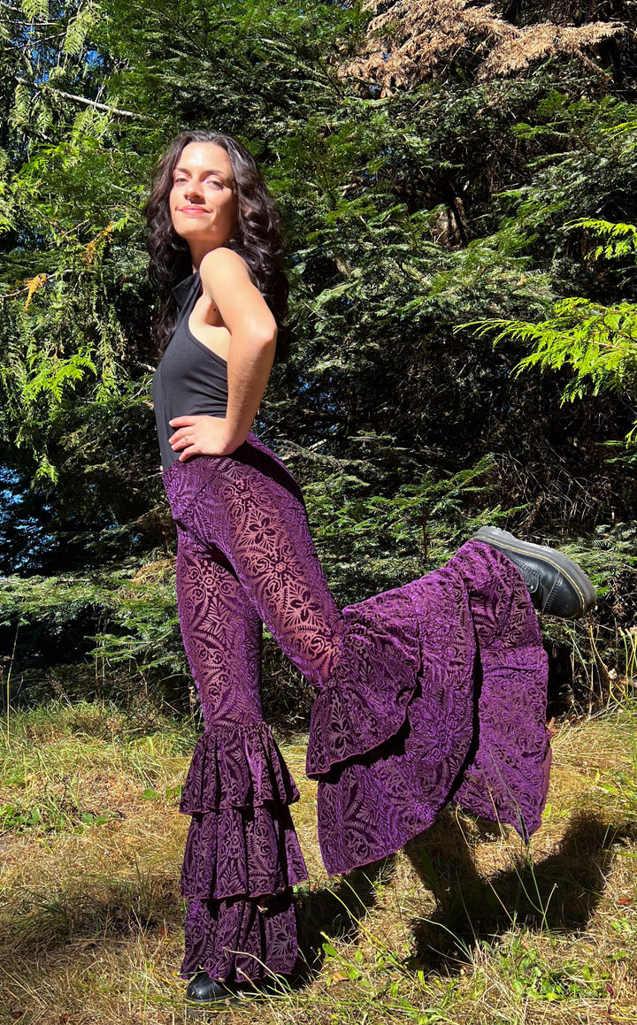 Maroon Burnout Velvet Pirate Pants
