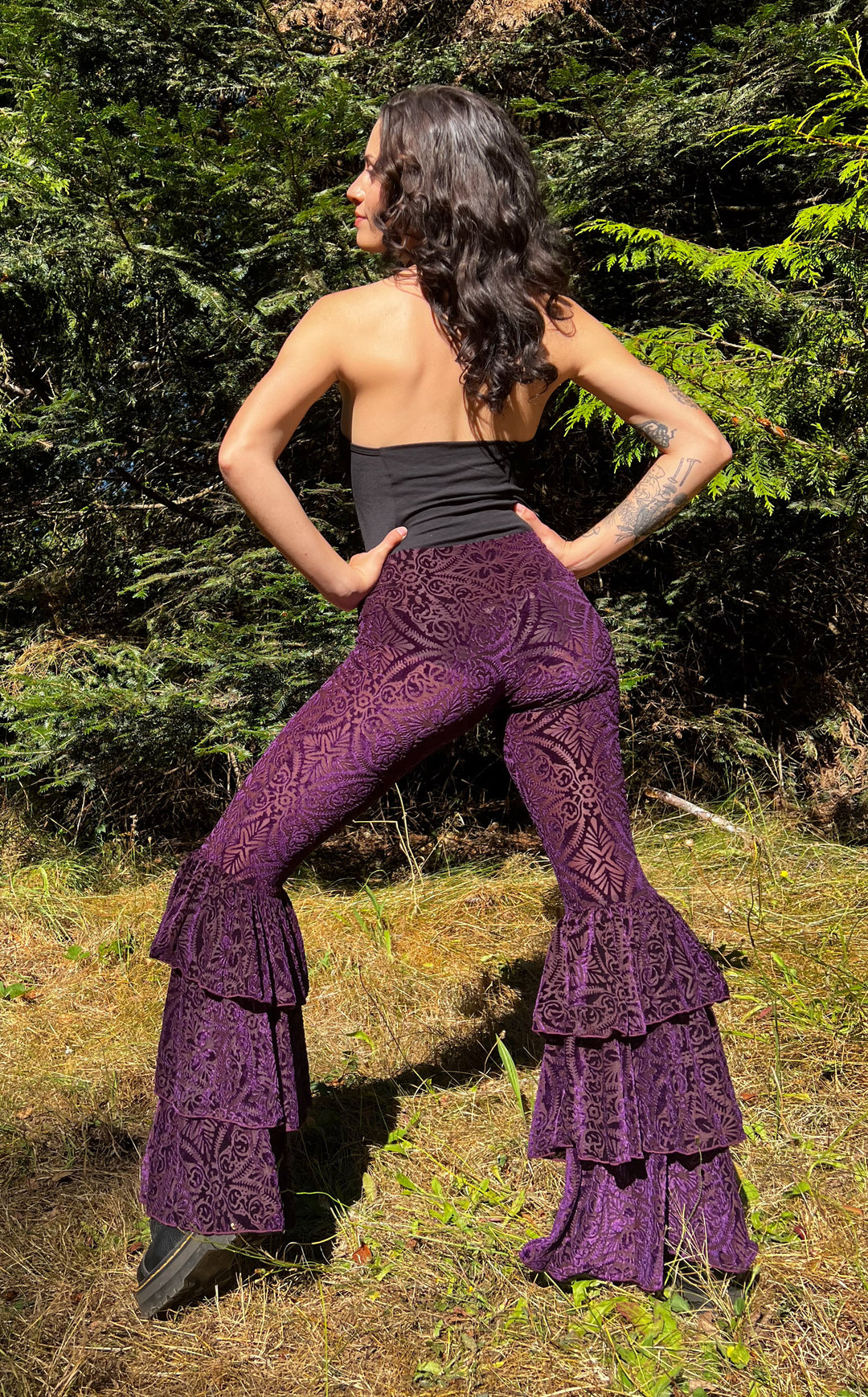 Maroon Burnout Velvet Pirate Pants