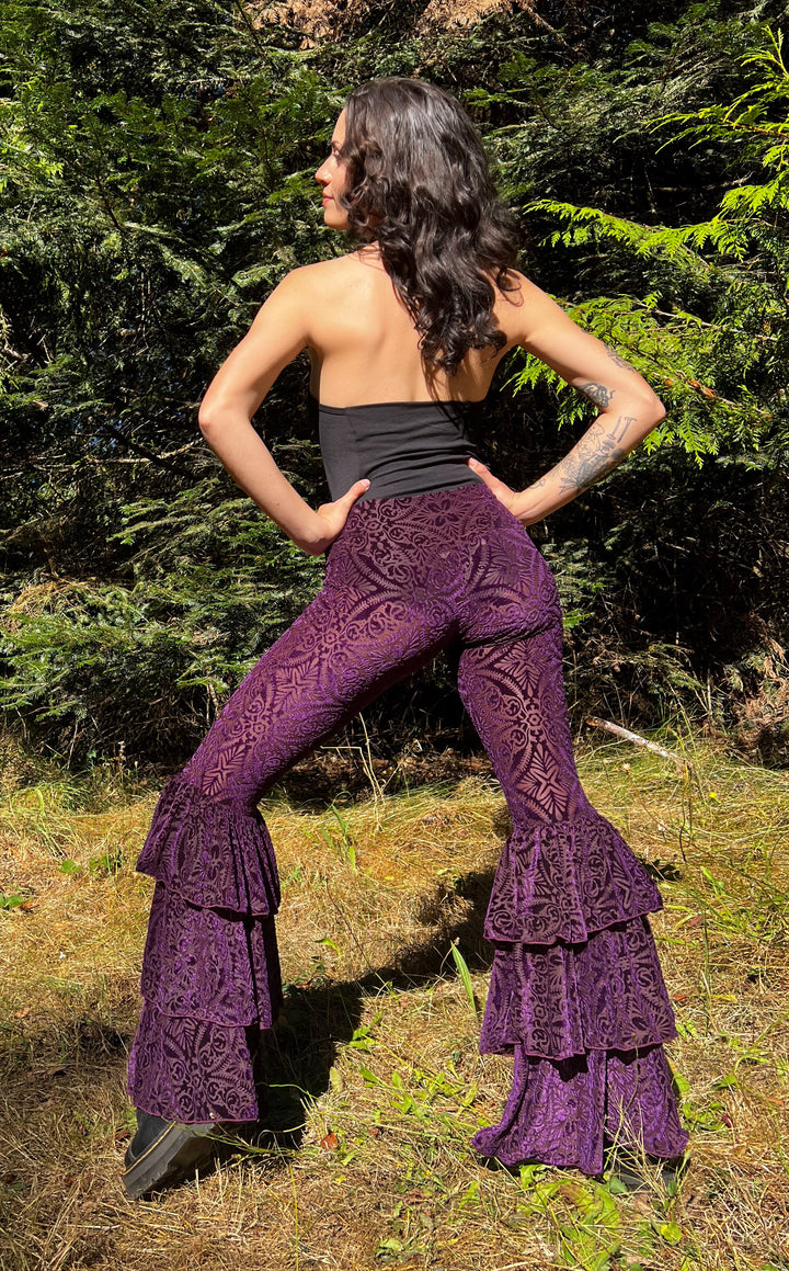 Maroon Burnout Velvet Pirate Pants