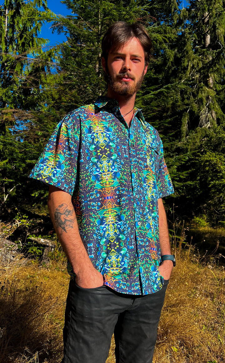 Green Liquid Light Button Down Shirt