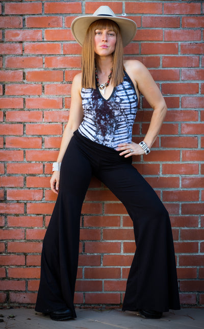 Black Bamboo High Waist Flow Pants - Warrior Within Designs ,Pants 