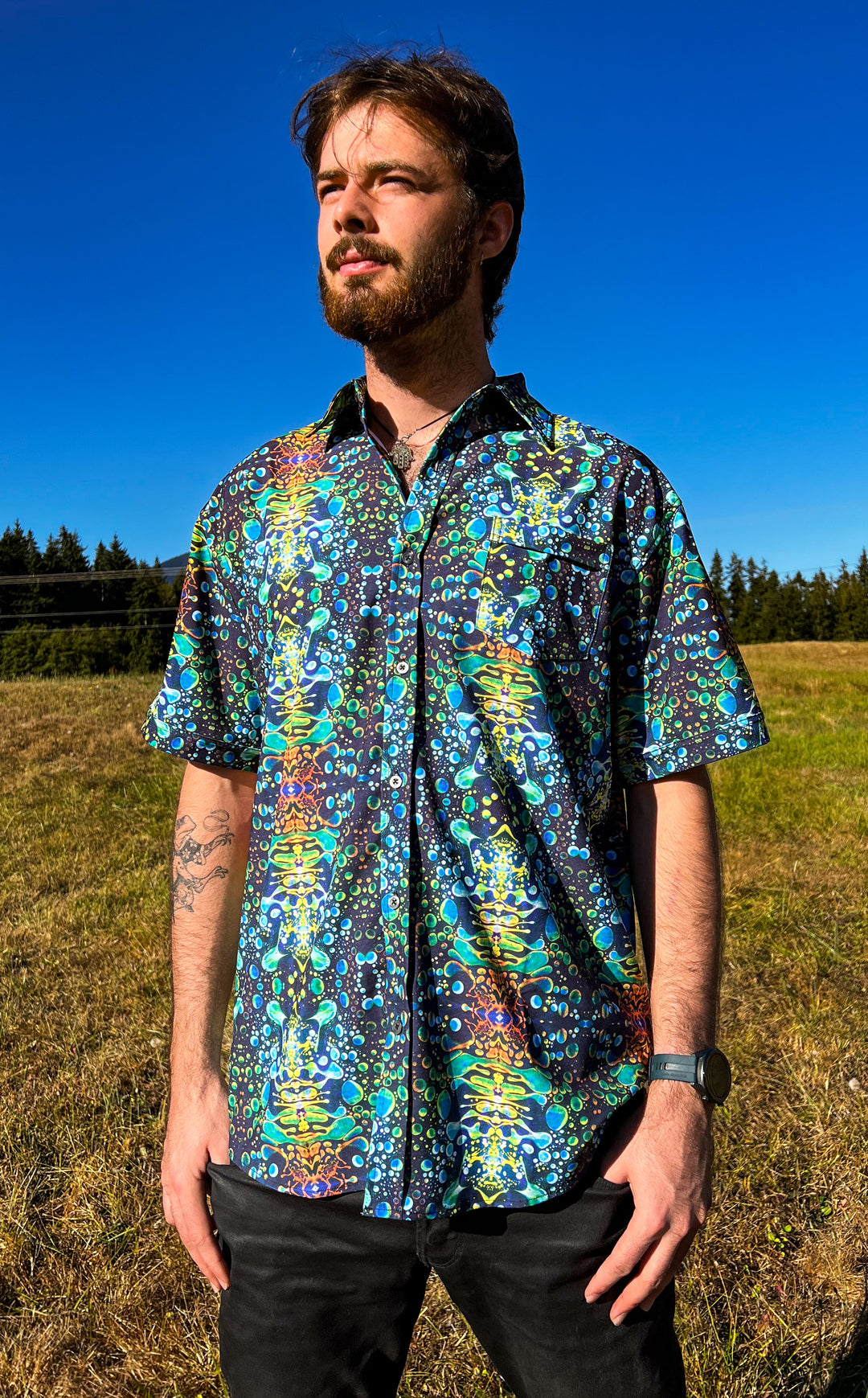Green Liquid Light Button Down Shirt