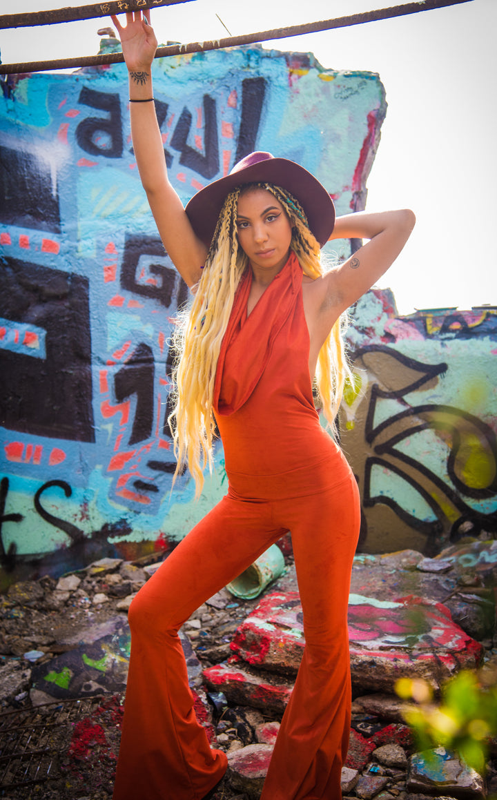 Burnt Sienna Suede Firebird Slim Bell Onesie