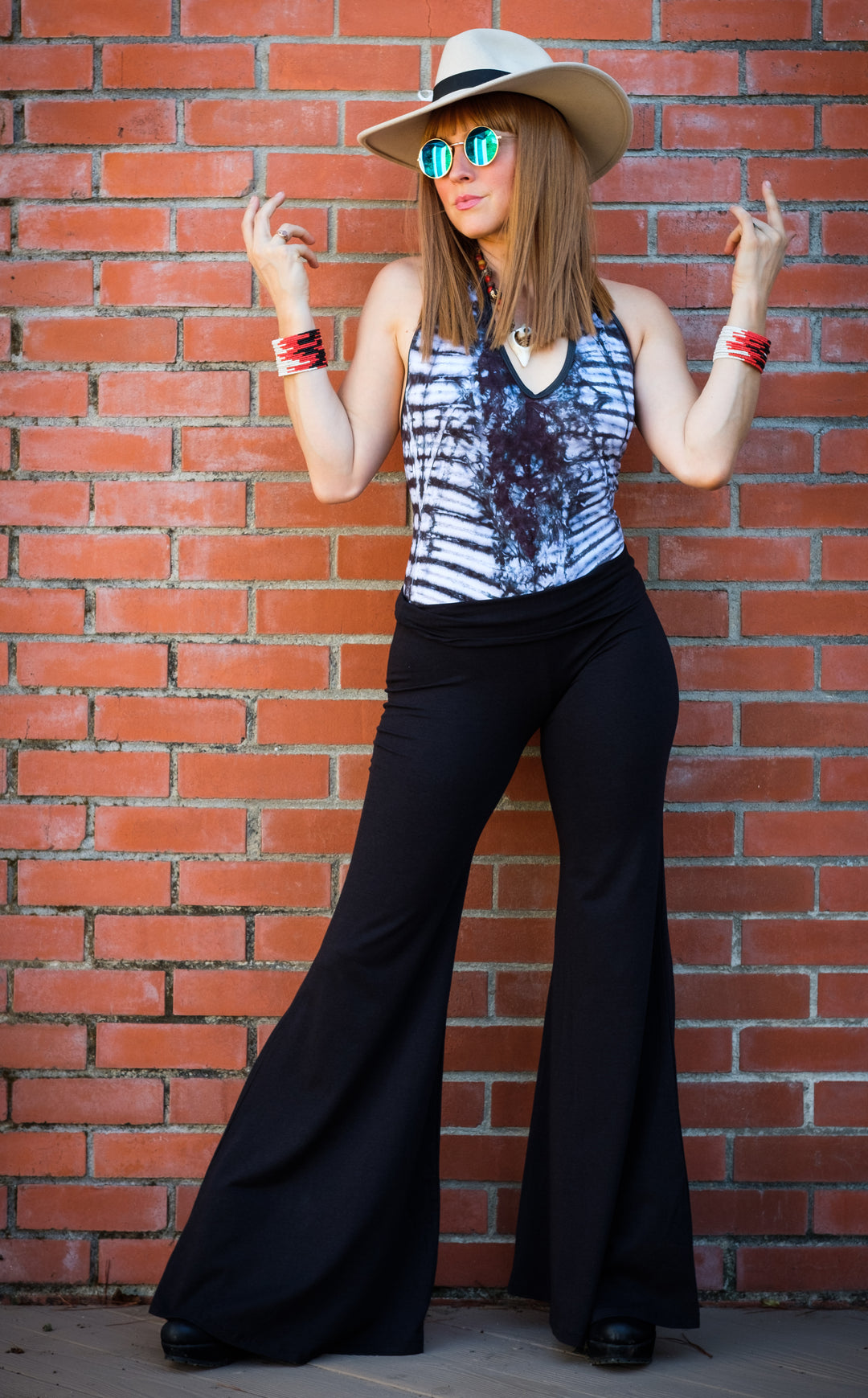 Black Bamboo High Waist Flow Pants - Warrior Within Designs ,Pants 