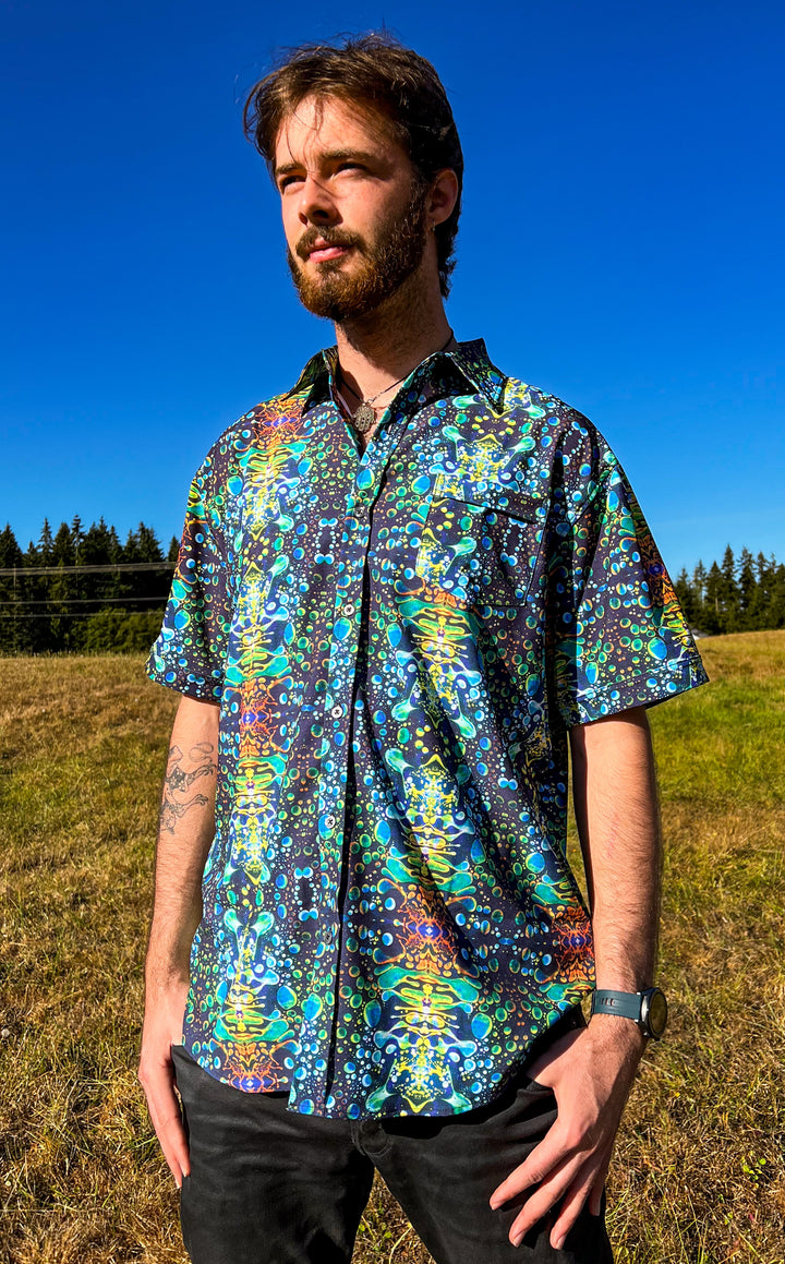 Green Liquid Light Button Down Shirt