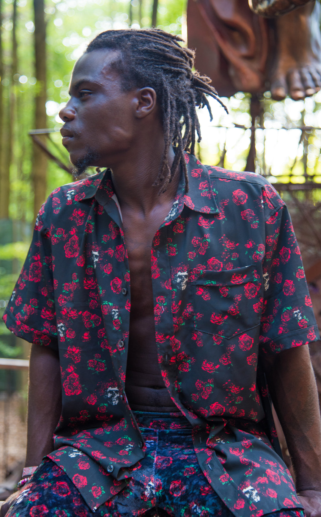 Skull & Roses Grateful Dead Dress Shirt - Warrior Within Designs ,Shirt 