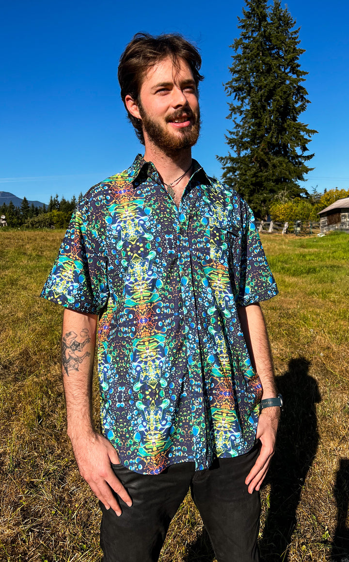 Green Liquid Light Button Down Shirt