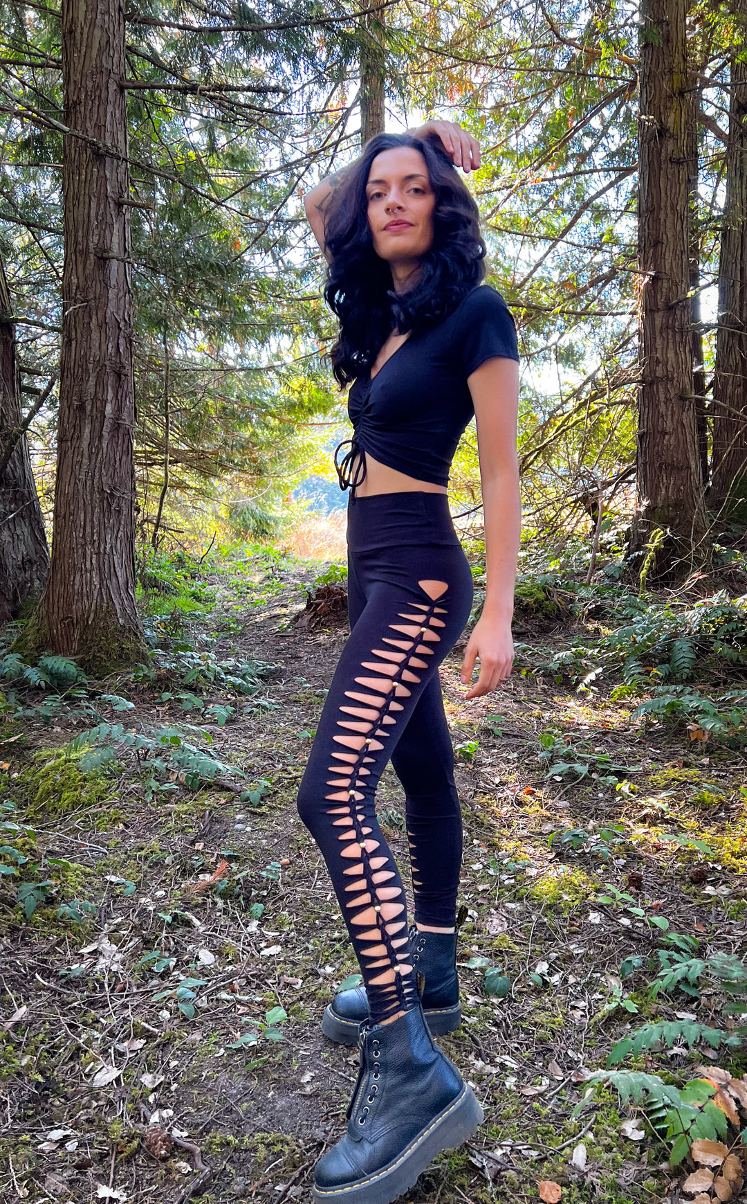 Black Beaded Bamboo Ladyhawke Leggings - Snip Tease