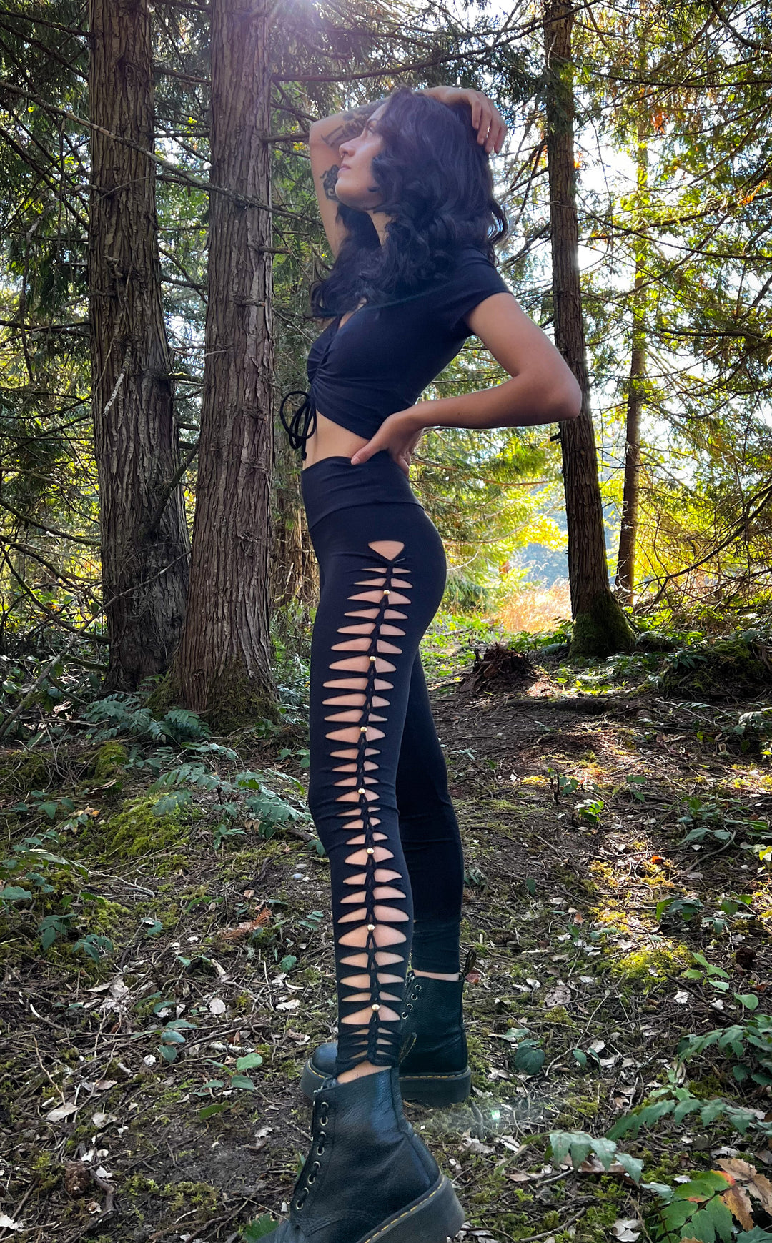 Black Beaded Bamboo Ladyhawke Leggings - Snip Tease