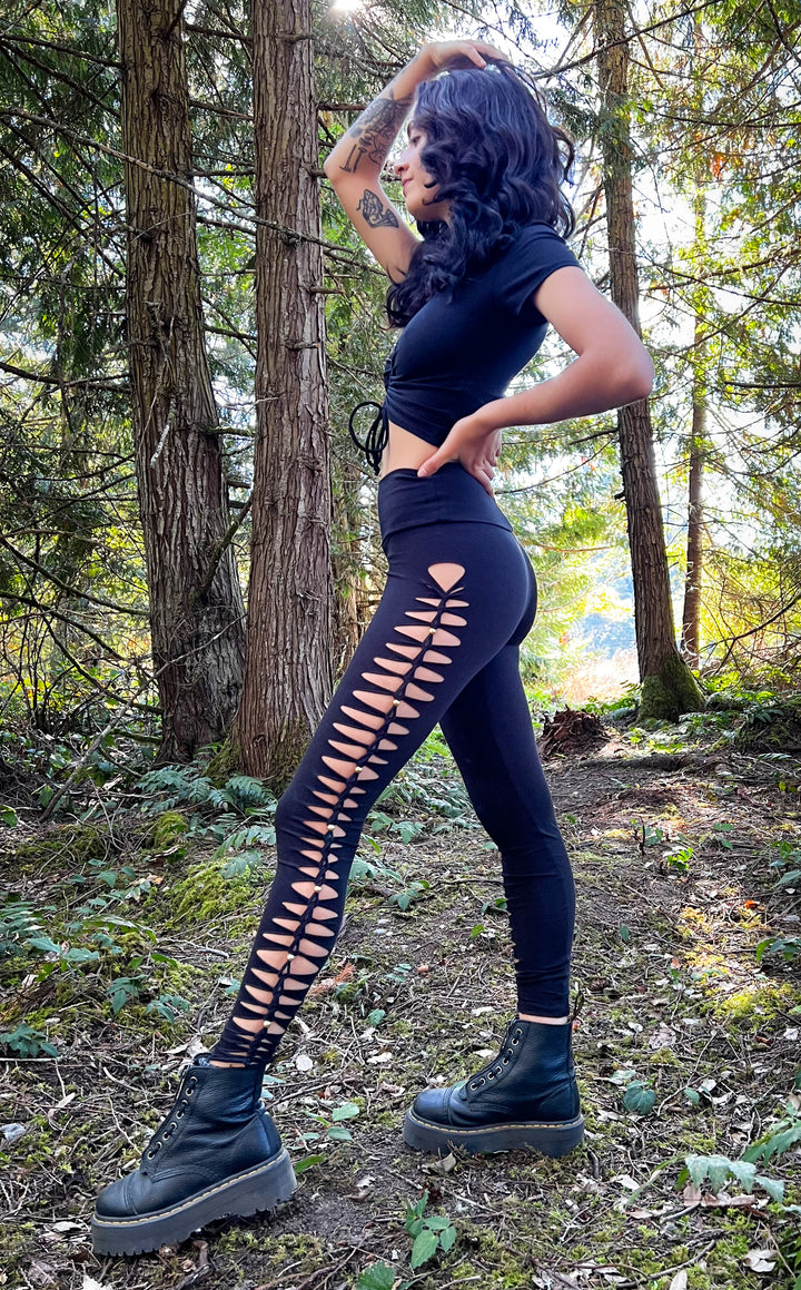 Black Beaded Bamboo Ladyhawke Leggings - Snip Tease