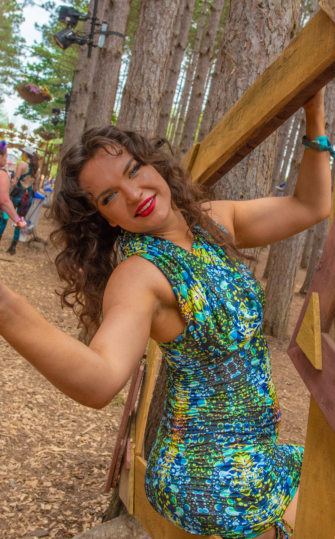 Green Liquid Light Huntress Cinch Dress