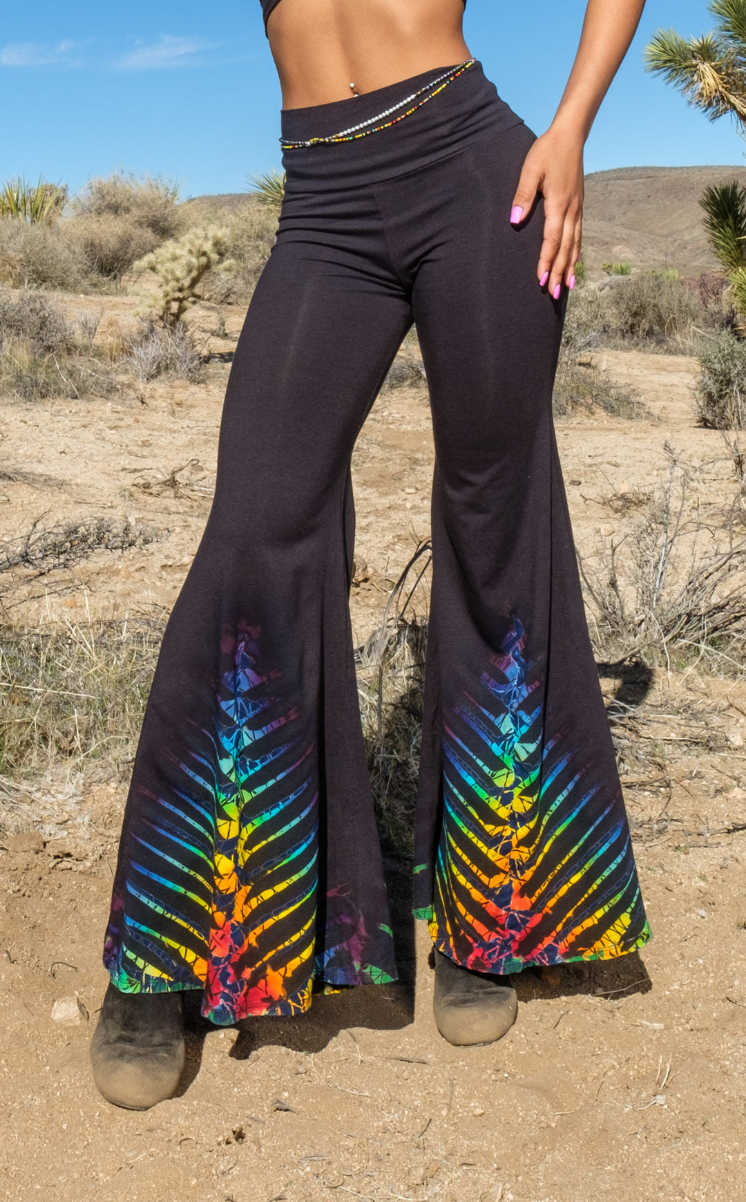 Rainbow Bones Tie Dye High Waist Big Bell Pants
