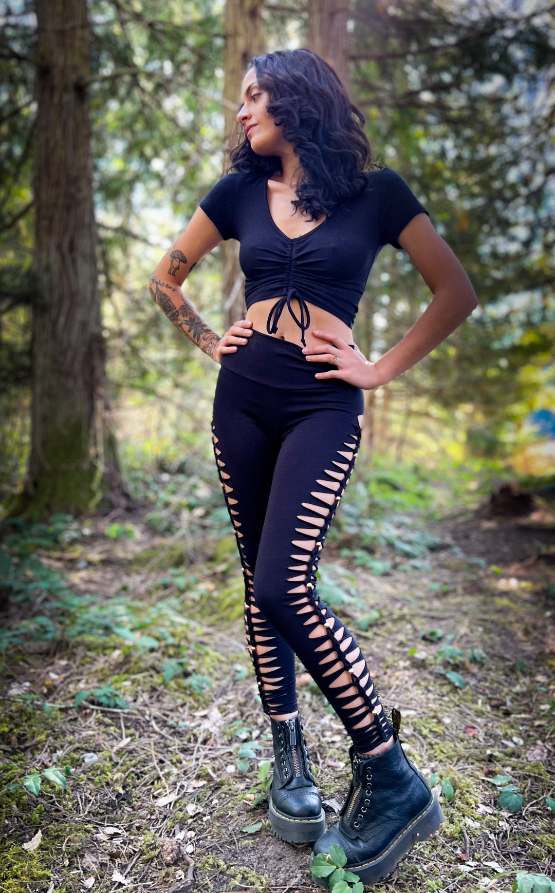 Black Beaded Bamboo Ladyhawke Leggings - Snip Tease