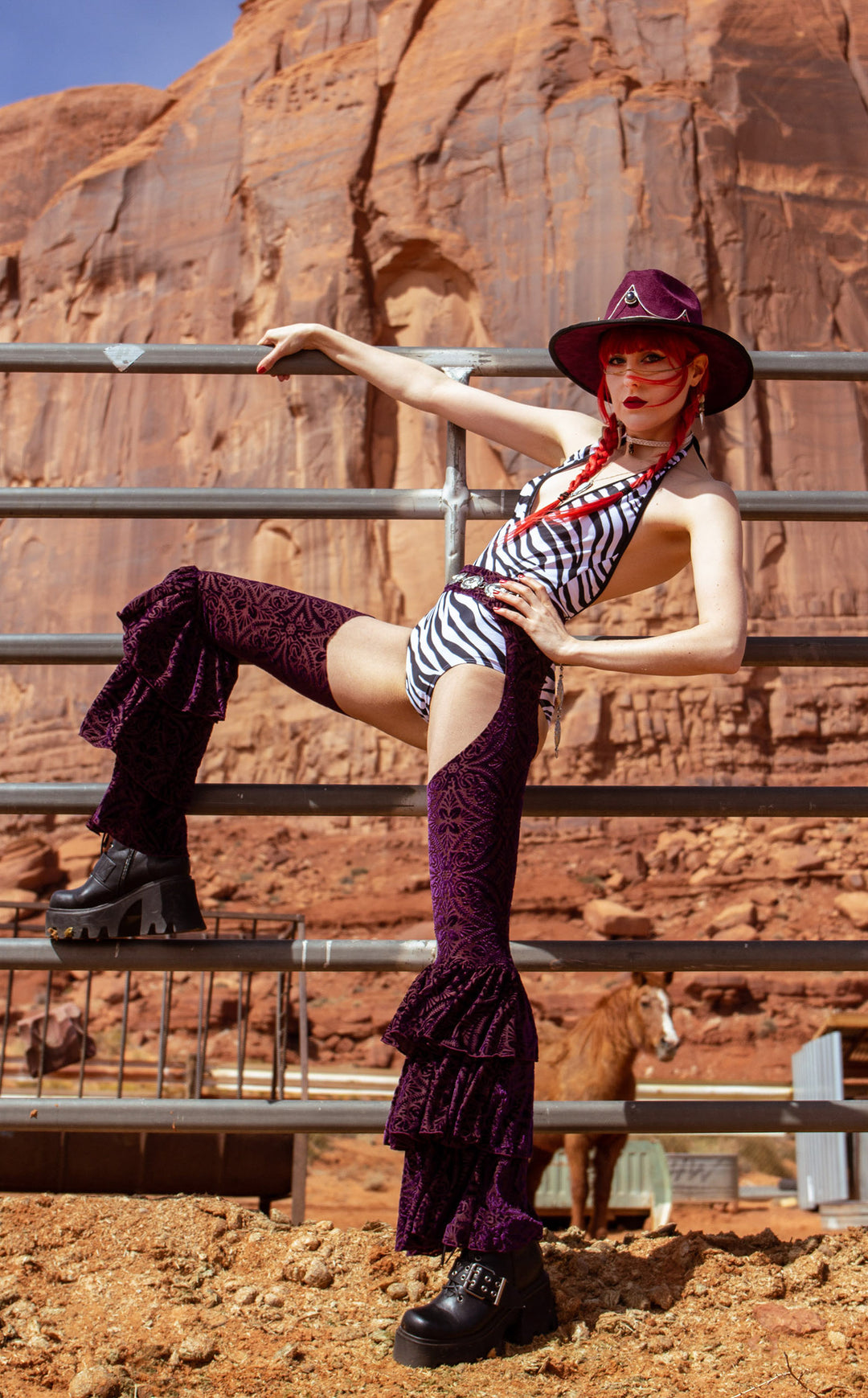 Maroon Vaquera Chap Pirate Pants