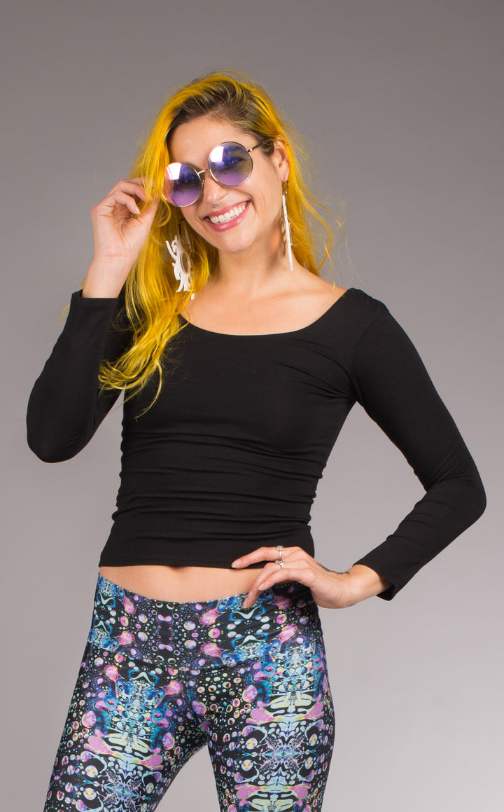 Black Bamboo Crop Top - Warrior Within Designs ,Top 