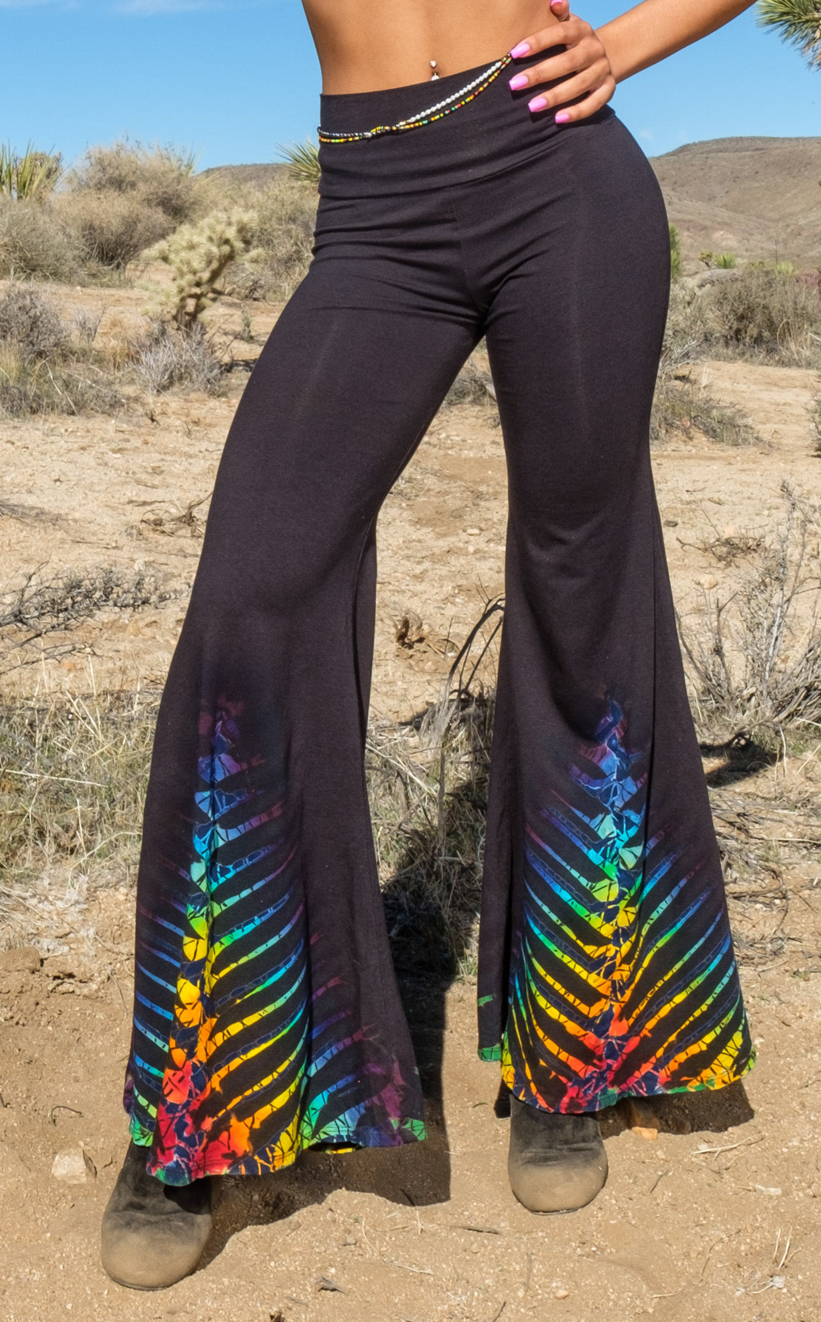 パンツ Ozz On flare tie dye design pants Rainbow Bones Tie Dye High Waist Big Bell Pants – Warrior Within