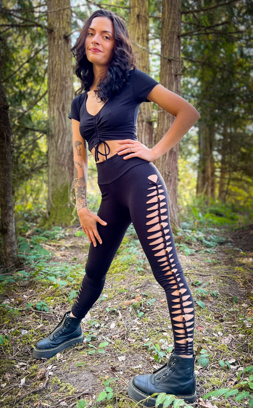 Black Beaded Bamboo Ladyhawke Leggings - Snip Tease