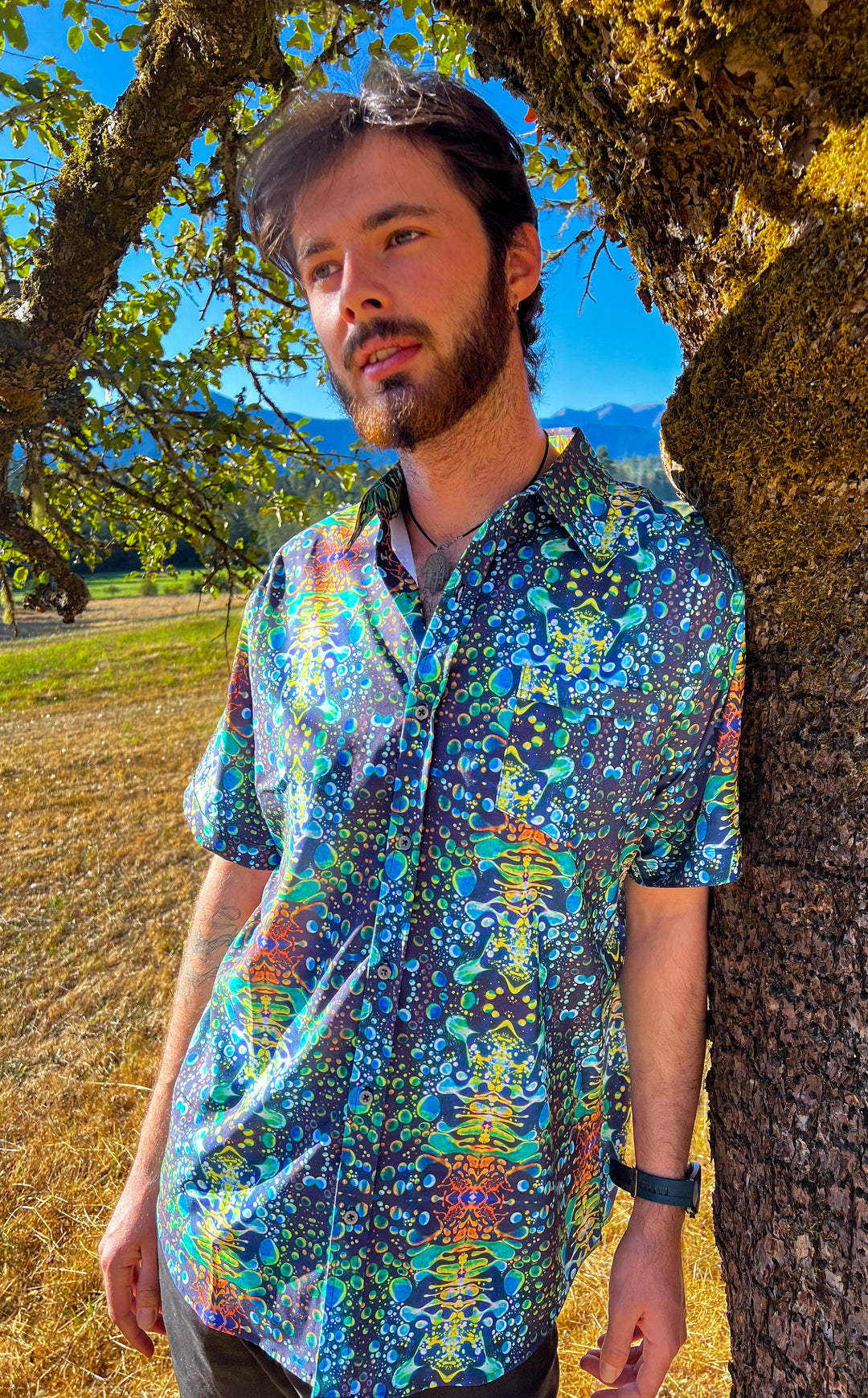 Green Liquid Light Button Down Shirt