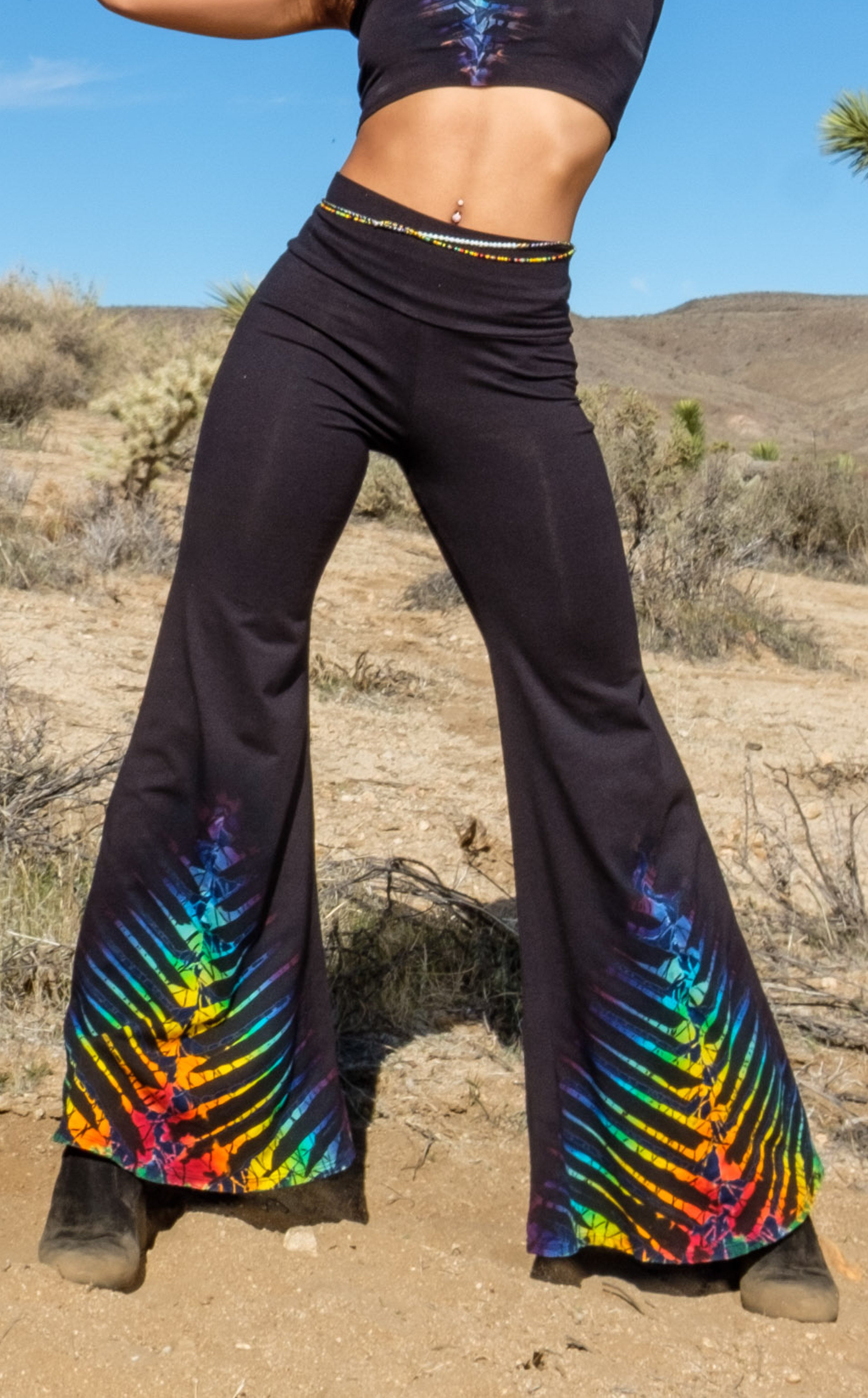 パンツ Ozz On flare tie dye design pants Rainbow Bones Tie Dye High Waist Big Bell Pants – Warrior Within